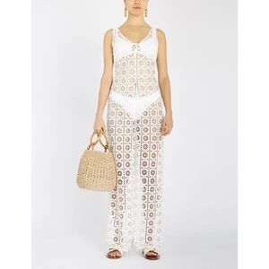 Myla London Vine Street Jumpsuit Sheer Crochet Resortwear Size Small White EUC